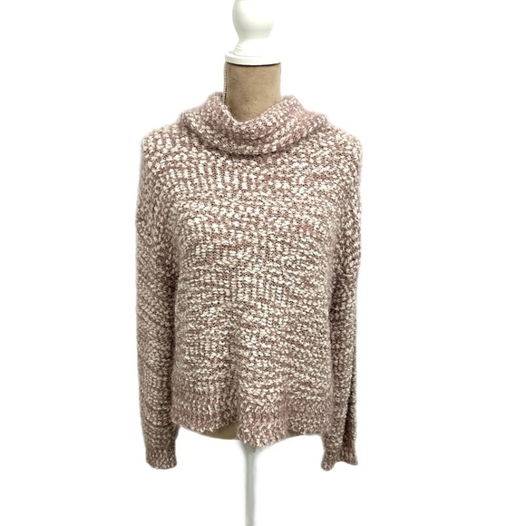 MORAL FIBER Sweater Womens Sz XL Mauve Chunky Preppy Open Knit Soft Turtle Neck - Picture 3 of 11